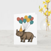 愛らしいRhino誕生日カード カード (黄色い花)