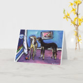 愛らしいSalukiの月のデザイン カード (黄色い花)