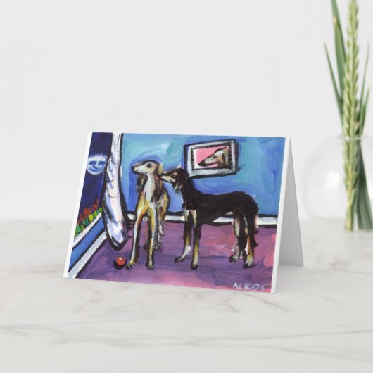 愛らしいSalukiの月のデザイン カード (正面)