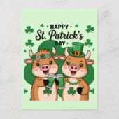 愛らしいSt patricks day牛 ポストカード (正面)