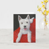 愛らしいWestieの挨拶状 カード (黄色い花)