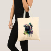 愛らしいY colorido de pug トートバッグ (正面(商品))