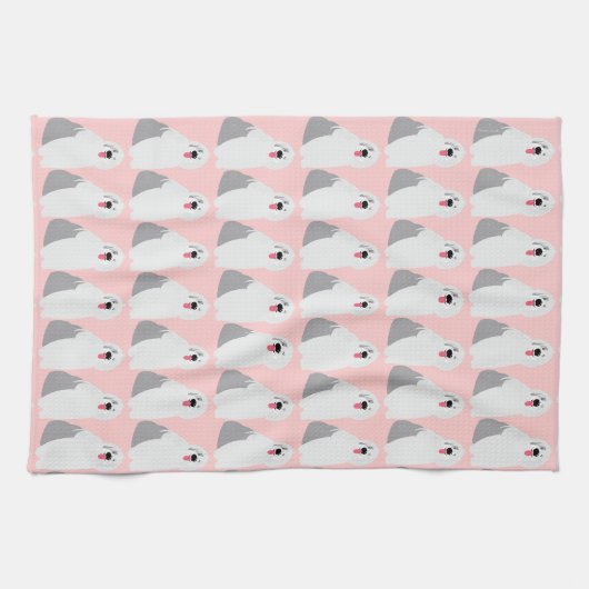 愛らしくかわいく古い英国の牧羊犬の種類のガーリー キッチンタオル (横)