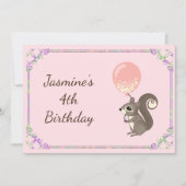 愛らしくカスタムなリスの誕生日の招待 招待状 (正面)