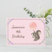 愛らしくカスタムなリスの誕生日の招待 招待状 (スタンド正面)