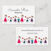 愛らしくカラフルな棒の姿の子供のベビーシッター 名刺 (正面/裏面)