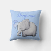 愛らしくパーソナライズでかわいい象の子供部屋 クッション (裏面)
