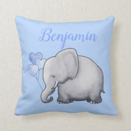 愛らしくパーソナライズでかわいい象の子供部屋 クッション