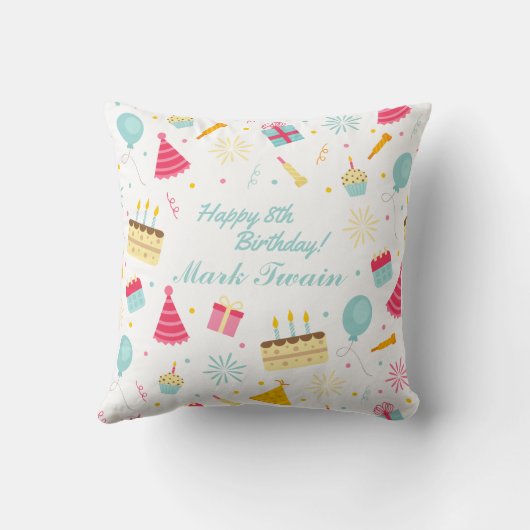愛らしくパーソナライズなハッピーバースデーの装飾用クッション クッション (裏面)