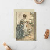 愛らしくビクトリアンな子供のヴィンテージのクリスマス ノートカード (正面/裏面インサイチュ)