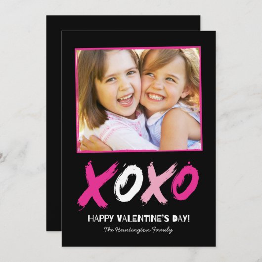 愛らしくブラシ仕上げられたバレンタインの写真カード シーズンカード (正面/裏面)