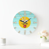 愛らしく幸せなEmojiは常に幸せ顔です ラージ壁時計 (ホーム)