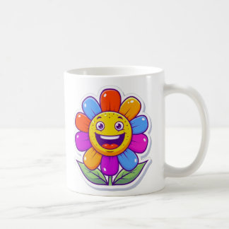 愛らしく微笑んだ漫画の花 コーヒーマグカップ