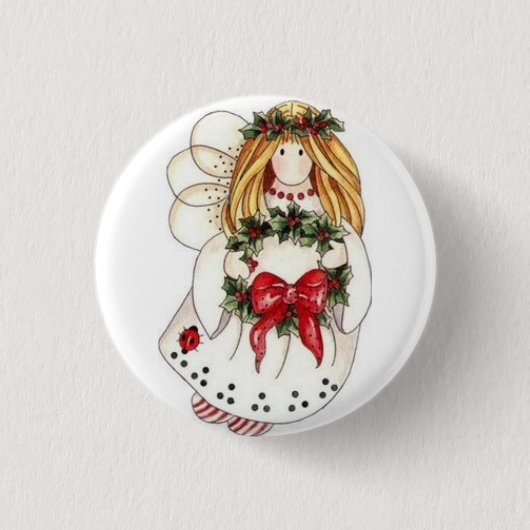 **愛らしく甘いクリスマスエンジェル**おもしろいボタン 缶バッジ (正面)