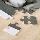 愛らしく白いフレンチ・ブルドッグ ジグソーパズル (側面)