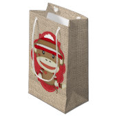 愛らしく素朴でカスタムなソックス猿のパーティー スモールペーパーバッグ (正面アングル)