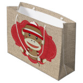 愛らしく素朴でカスタムなソックス猿のパーティー ラージペーパーバッグ (裏面アングル)