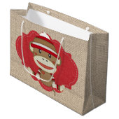 愛らしく素朴でカスタムなソックス猿のパーティー ラージペーパーバッグ (正面アングル)