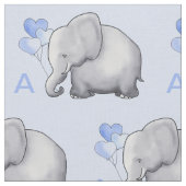 愛らしく青いモノグラム象の男の赤ちゃんの子供部屋 ファブリック (クローズアップ)