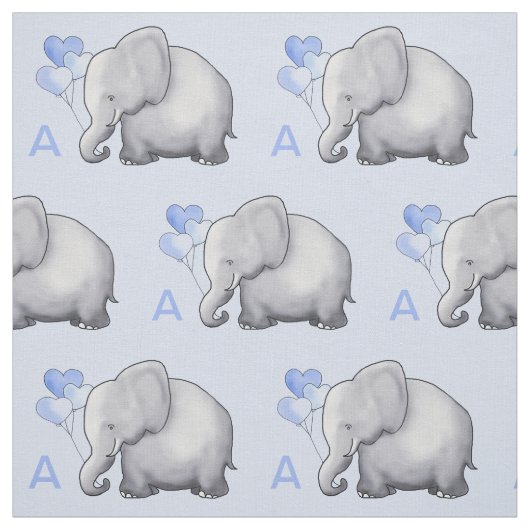 愛らしく青いモノグラム象の男の赤ちゃんの子供部屋 ファブリック (見本)