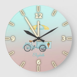 愛らしカッコいいいアイスクリーム自転車 ラージ壁時計