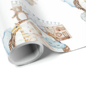 愛らし生まれたばかりのい赤ちゃん用ブルーシャワー ラッピングペーパー (ロールコーナー)