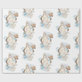 愛らし生まれたばかりのい赤ちゃん用ブルーシャワー ラッピングペーパー (フラット)