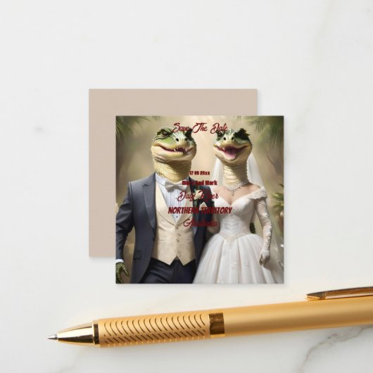 "愛をキャッチ！カエルのような結婚式の物語" エンクロージャーカード (正面/裏面インサイチュ)