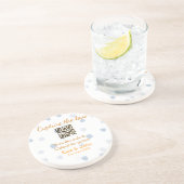 愛をキャプチャー QRスキャンで写真をアップロード 青いオレンジ コースター (側面)