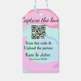 愛をキャプチャー QRスキャン マーブル ピンク ブルー ミックス ギフトタグ