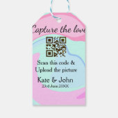 愛をキャプチャー QRスキャン マーブル ピンク ブルー ミックス ギフトタグ (裏面)