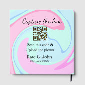 愛をキャプチャー QRスキャン マーブル ピンク ブルー ミックス ゲストブック (裏面)