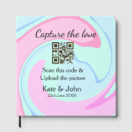 愛をキャプチャー QRスキャン マーブル ピンク ブルー ミックス ゲストブック