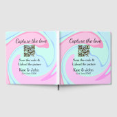 愛をキャプチャー QRスキャン マーブル ピンク ブルー ミックス ゲストブック (全面)