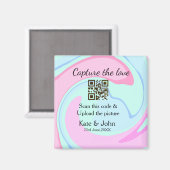 愛をキャプチャー QRスキャン マーブル ピンク ブルー ミックス マグネット (正面/裏面)