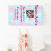 愛をキャプチャー QRスキャン マーブル ピンク ブルー ミックス 横断幕 (インサイチュ)