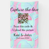 愛をキャプチャー QRスキャン マーブル ピンク ブルー ミックス 横断幕 (縦)