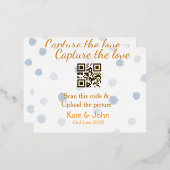 愛をキャプチャ追加QRスキャンアップロード写真青 箔シーズンポストカード (正面/裏面)