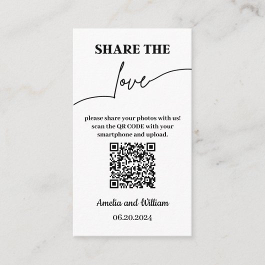 愛をシェア | QRコードでの写真共有 エンクロージャーカード (正面)