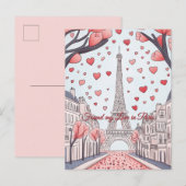 愛をパリで見つけたフランスのバレンタインデー ポストカード (正面/裏面)