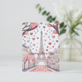 愛をパリで見つけたフランスのバレンタインデー ポストカード (スタンド正面)