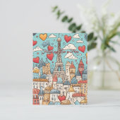 愛をパリで見つけたフランスのバレンタインデー ポストカード (スタンド正面)