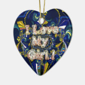 愛をパーソナライズ無限:私は私の女の子を愛する セラミックオーナメント (左)