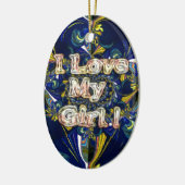 愛をパーソナライズ無限:私は私の女の子を愛する セラミックオーナメント (左)
