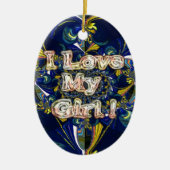 愛をパーソナライズ無限:私は私の女の子を愛する セラミックオーナメント (正面)
