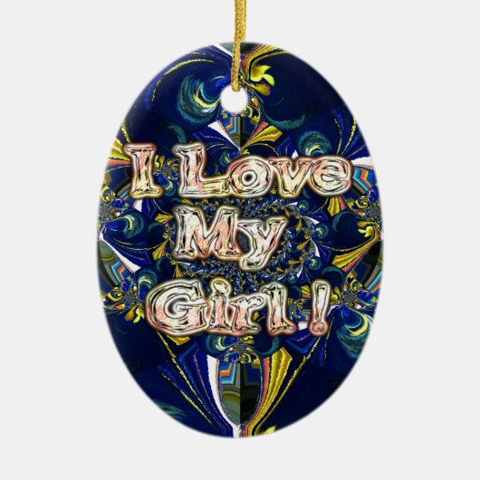 愛をパーソナライズ無限:私は私の女の子を愛する セラミックオーナメント (正面)