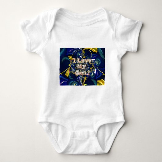 愛をパーソナライズ無限：私は私の女の子を愛する ベビーボディスーツ (正面)