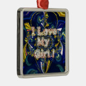 愛をパーソナライズ無限:私は私の女の子を愛する メタルオーナメント (右)