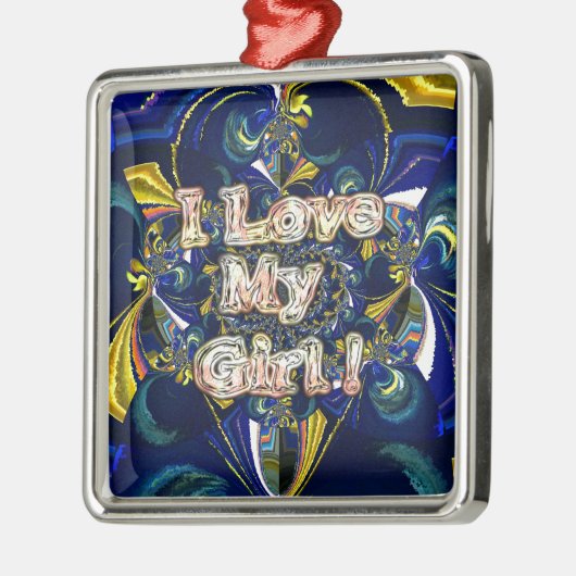 愛をパーソナライズ無限:私は私の女の子を愛する メタルオーナメント (左)