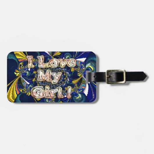 愛をパーソナライズ無限:私は私の女の子を愛する ラゲッジタグ (正面横)